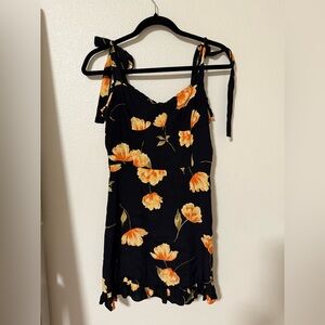 Mahina Black and Orange Floral Dress